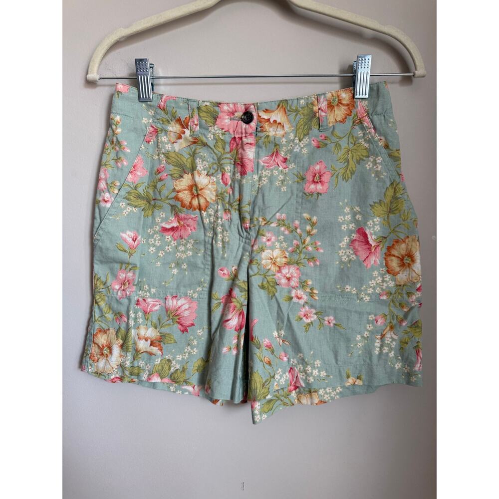 Jones‎ New York Linen Cotton Floral Shorts Cottagecore Coquette Pastel Size 2P